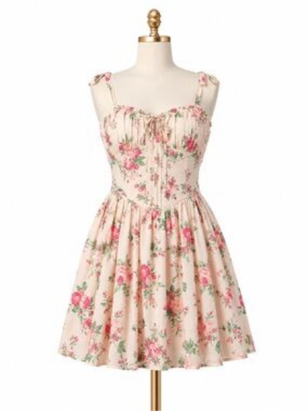 Trixxi Los Angeles Floral Corset Coquette Ruffle Sundress in Blush Pink NWT